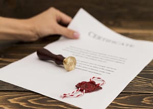 Home graduation diploma certificate wax seal